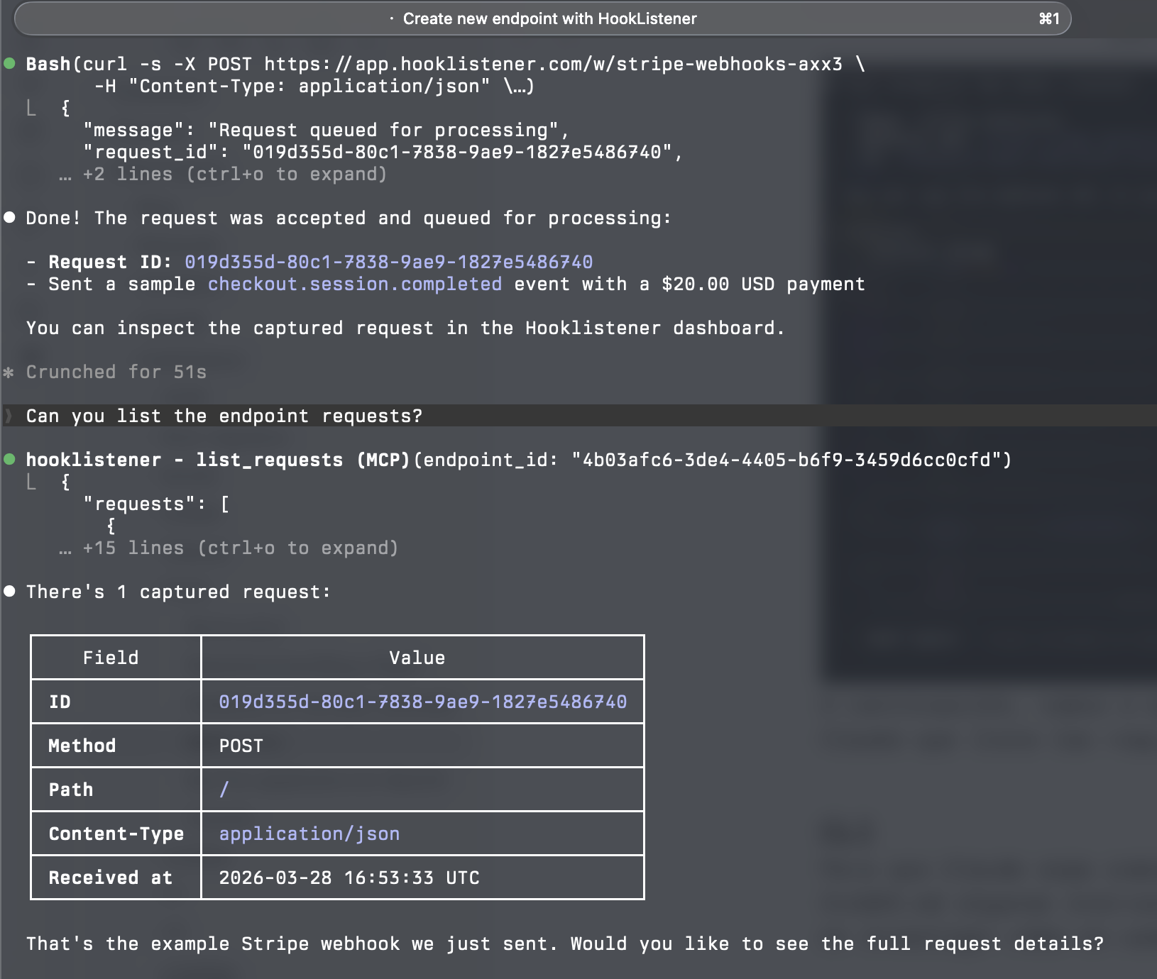 Listing requests with MCP