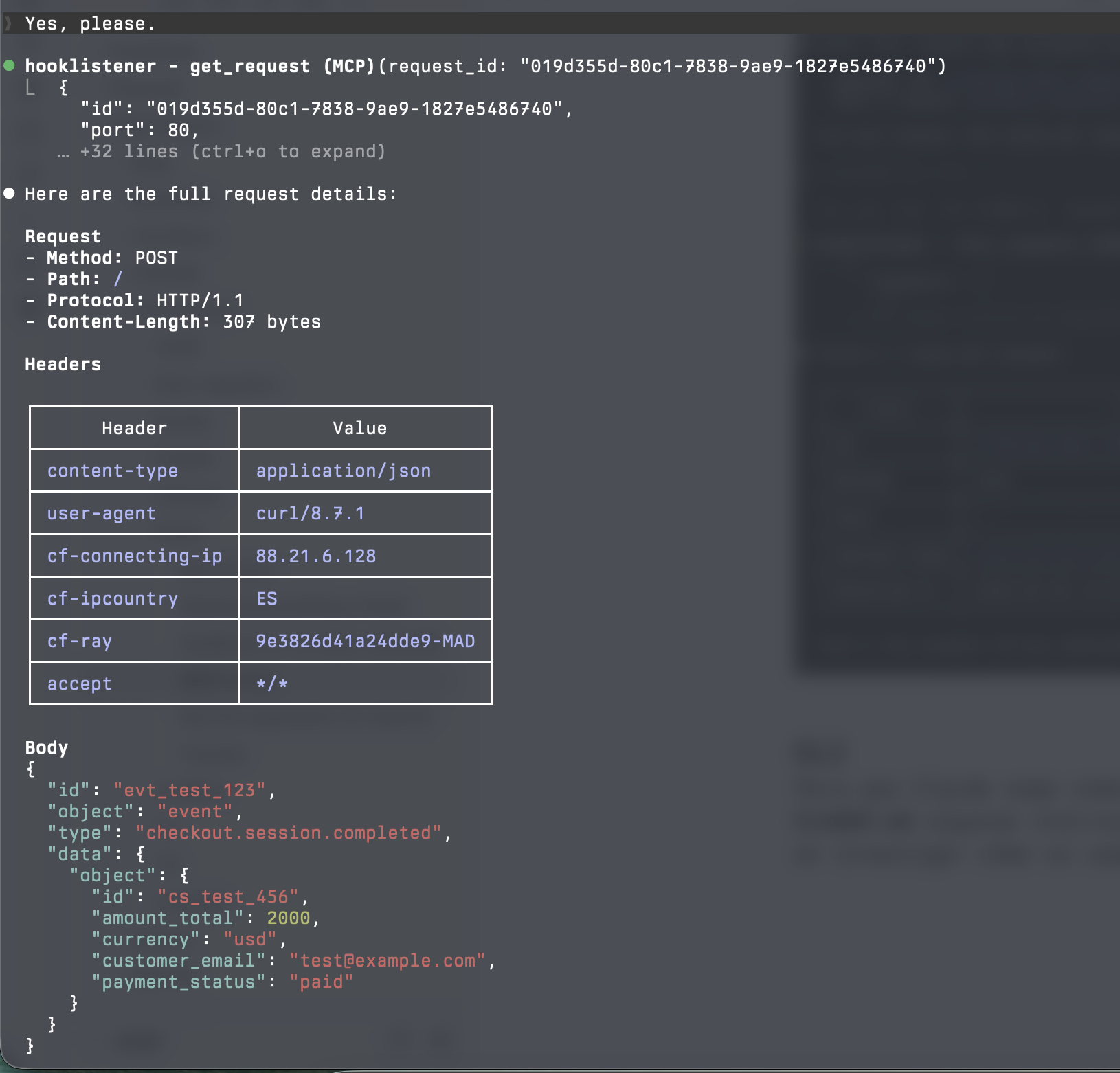 Request details with MCP